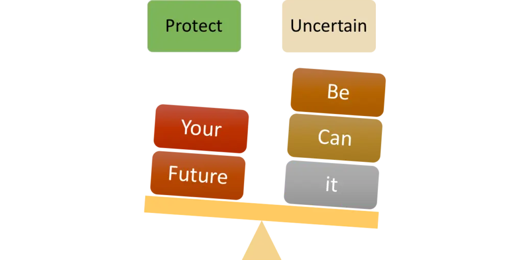 MetLife Future Protect is a Whole Life Insurance policy. Image shows that life can be uncertain and youi can at least protect the income with a good policy